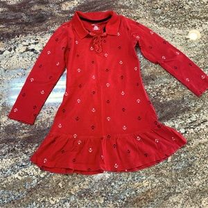 Nautica Girls Size Small (8) Red Polo Long Sleeve Dress with Embroidered Anchors